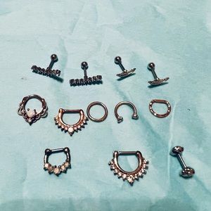 Lot body piercing rose gold and silver plated